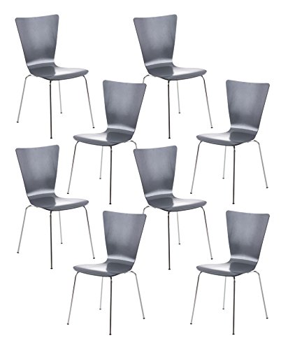 CLP 8X Stapelstuhl Aaron Mit Holzsitz Und Metallgestell I 8 x Stuhl Mit Pflegeleichter Sitzfläche I Set Mit 8 Stühlen, Farbe:grau CLP 8X Stapelstuhl Aaron Mit Holzsitz Und Metallgestell I 8 x Stuhl Mit Pflegeleichter Sitzfläche I Set Mit 8 Stühlen, Farbe:grau von CLP