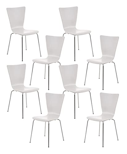 CLP 8X Stapelstuhl Aaron Mit Holzsitz Und Metallgestell I 8 x Stuhl Mit Pflegeleichter Sitzfläche I Set Mit 8 Stühlen, Farbe:weiß CLP 8X Stapelstuhl Aaron Mit Holzsitz Und Metallgestell I 8 x Stuhl Mit Pflegeleichter Sitzfläche I Set Mit 8 Stühlen, Farbe:weiß von CLP
