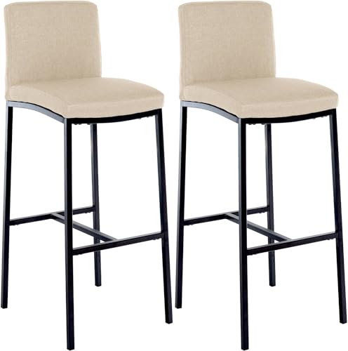 CLP Barhocker 2er Set, Barstuhl Freeport mit Rückenlehne und gepolstertem Sitz mit Fußablage in Kunstleder und Stoff, Farbe:Creme, Material:Stoff CLP Barhocker 2er Set, Barstuhl Freeport mit Rückenlehne und gepolstertem Sitz mit Fußablage in Kunstleder und Stoff, Farbe:Creme, Material:Stoff von CLP