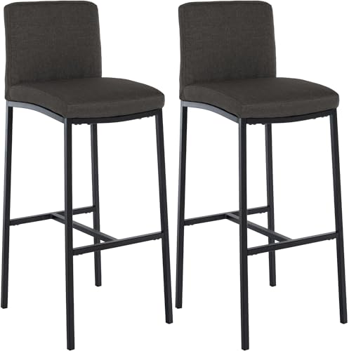 CLP Barhocker 2er Set, Barstuhl Freeport mit Rückenlehne und gepolstertem Sitz mit Fußablage in Kunstleder und Stoff, Farbe:dunkelgrau, Material:Stoff CLP Barhocker 2er Set, Barstuhl Freeport mit Rückenlehne und gepolstertem Sitz mit Fußablage in Kunstleder und Stoff, Farbe:dunkelgrau, Material:Stoff von CLP