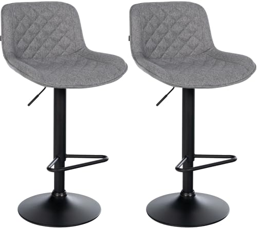 CLP Barhocker 2er Set, Barstuhl Kasson höhenverstellbar und drehbar mit Rückenlehne, modern mit Fußablage und gepolsterter Sitz, Farbe:dunkelgrau, Material:Stoff von CLP