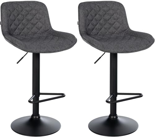 CLP Barhocker 2er Set, Barstuhl Kasson höhenverstellbar und drehbar mit Rückenlehne, modern mit Fußablage und gepolsterter Sitz, Farbe:schwarz, Material:Stoff von CLP
