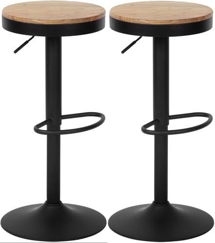 CLP Barhocker 2er Set, Barstuhl Pitas höhenverstellbar mit Holz-Sitzfläche, Tresenstuhl für die Küche, drehbar 130 kg belastbar und stabil, Farbe:Natur CLP Barhocker 2er Set, Barstuhl Pitas höhenverstellbar mit Holz-Sitzfläche, Tresenstuhl für die Küche, drehbar 130 kg belastbar und stabil, Farbe:Natur von CLP