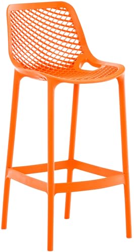 CLP Barhocker Air Aus Pflegeleichtem Kunststoff I Wetterbeständiger Tresenstuhl I Barstuhl Mit Fußstütze Und Einer Sitzhöhe Von 75 cm, Farbe:orange von CLP