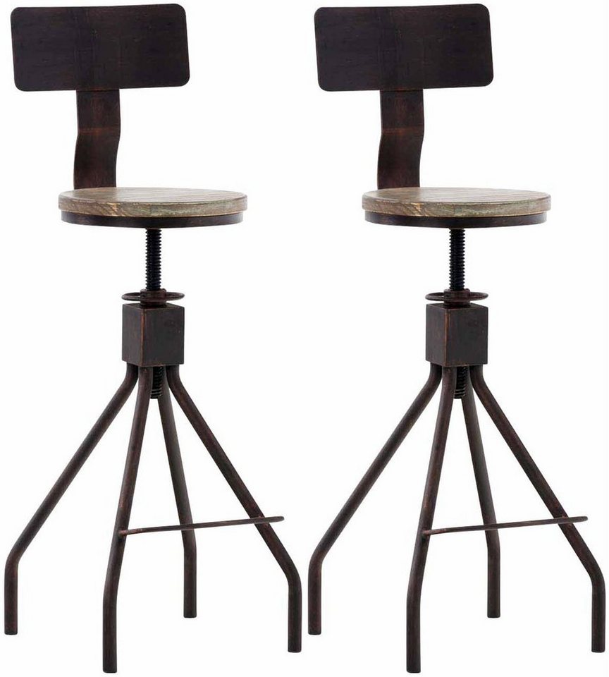 CLP Barhocker Barstühle Elko (2er Set, 2 St., 2er), höhenverstellbar, drehbar, Industrial Stil   von CLP