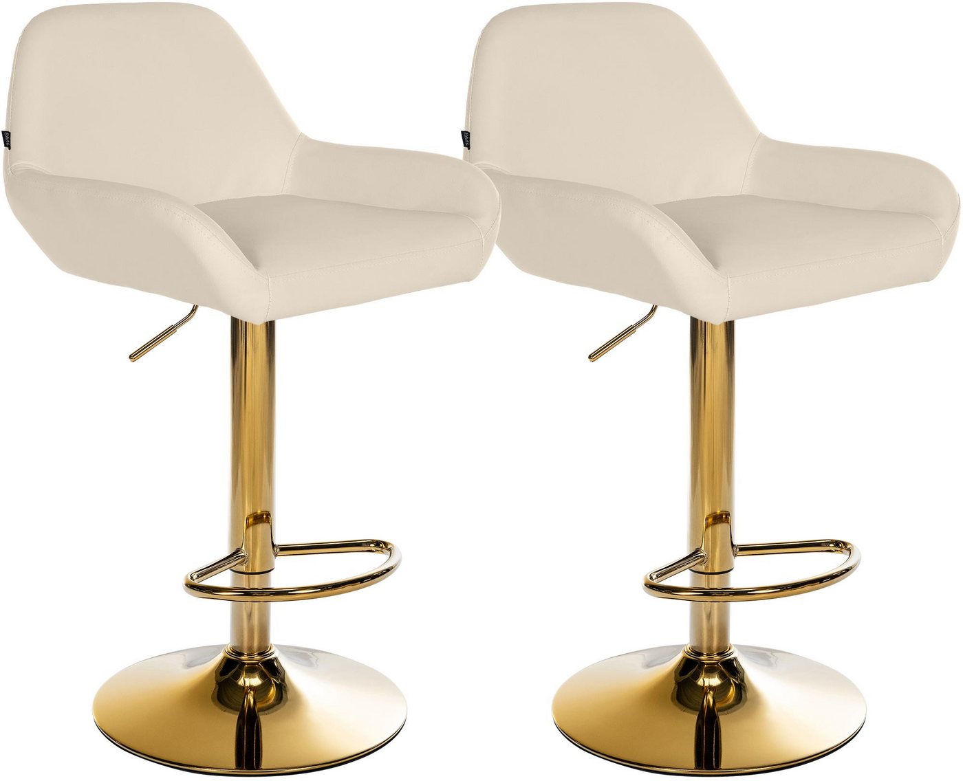 CLP Barhocker Braga (2er Set, 2 St., 2er), Kunstleder-Bezug, Gold-Optik, höhenverstellbar von CLP