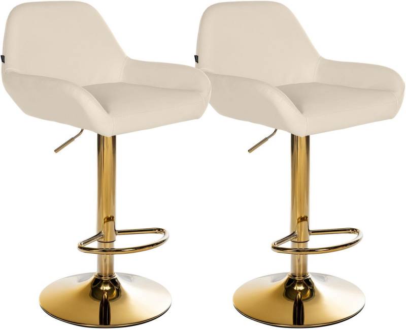 CLP Barhocker Braga (2er Set, 2 St., 2er), Kunstleder-Bezug, Gold-Optik, höhenverstellbar von CLP