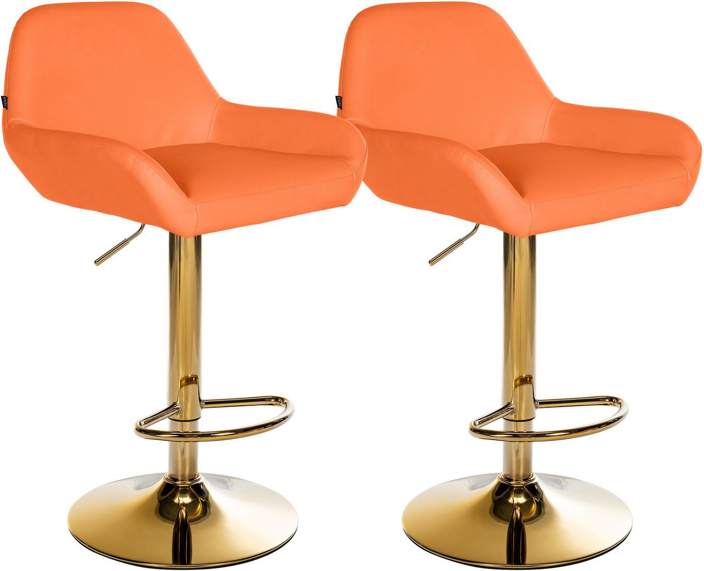 CLP Barhocker Braga (2er Set, 2 St., 2er), Kunstleder-Bezug, Gold-Optik, höhenverstellbar von CLP