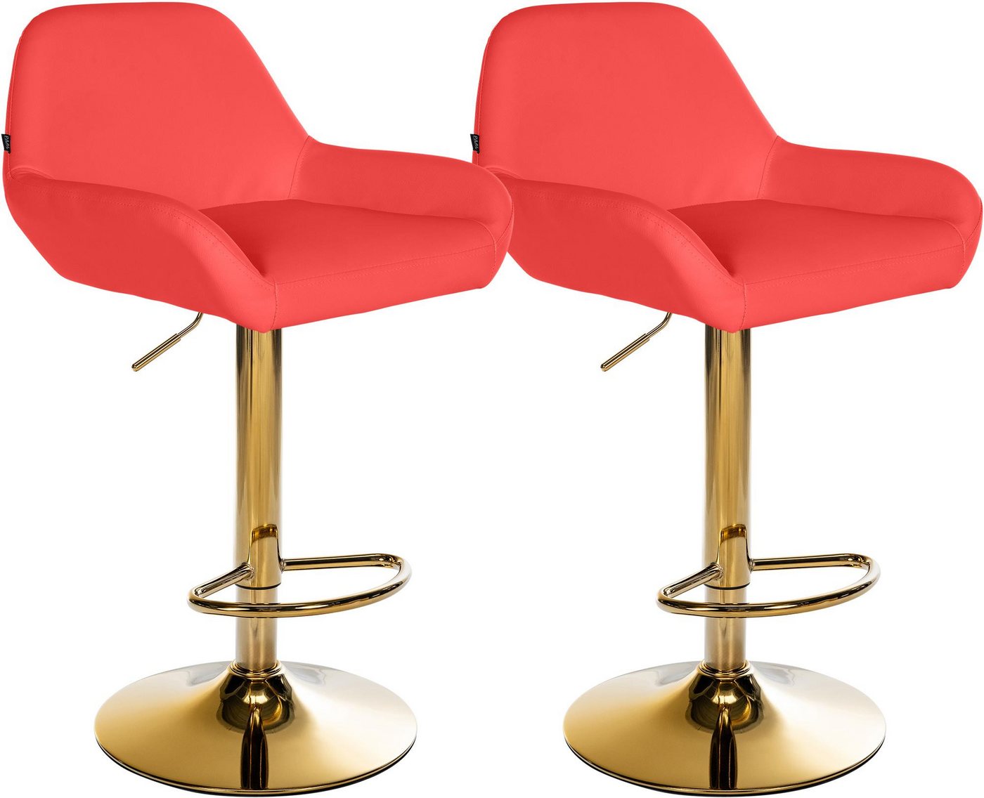 CLP Barhocker Braga (2er Set, 2 St., 2er), Kunstleder-Bezug, Gold-Optik, höhenverstellbar von CLP