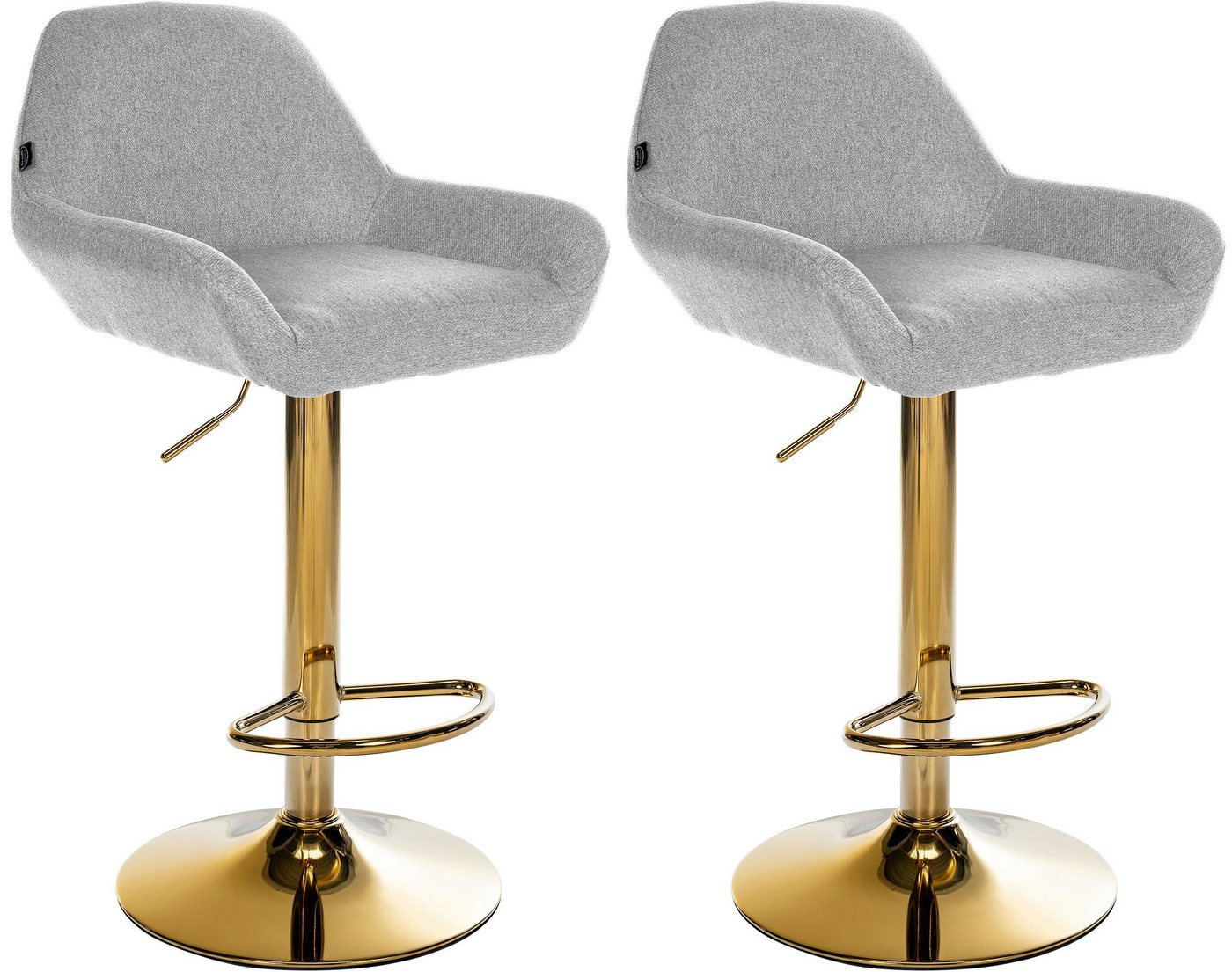 CLP Barhocker Braga (2er Set, 2 St., 2er), Stoffbezug, Gold-Optik, höhenverstellbar von CLP
