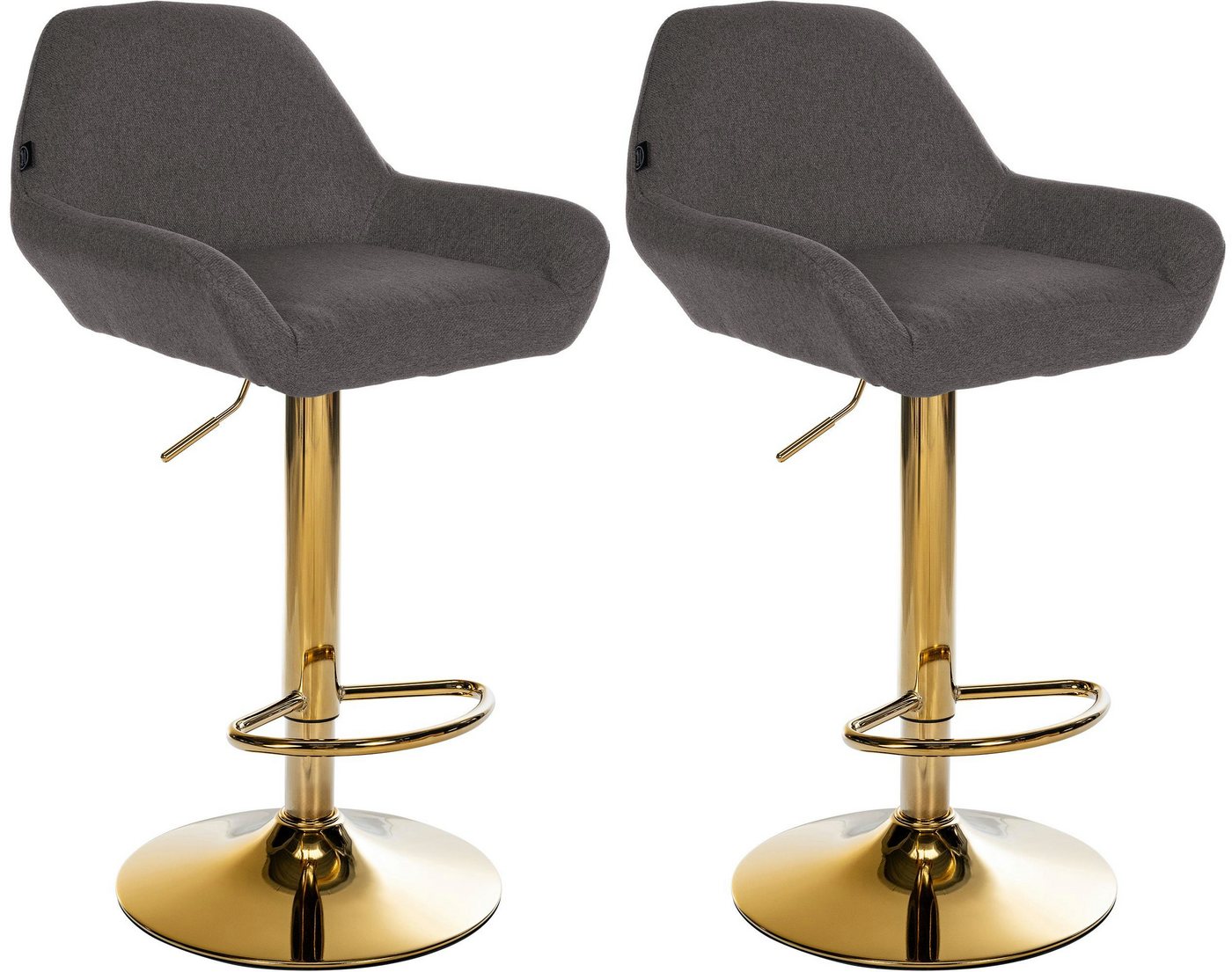 CLP Barhocker Braga (2er Set, 2 St., 2er), Stoffbezug, Gold-Optik, höhenverstellbar von CLP