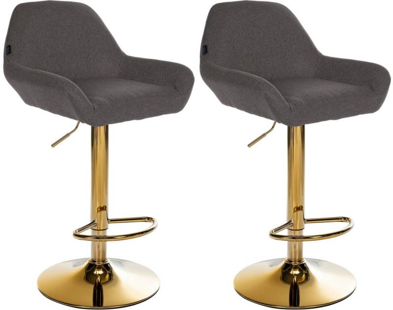 CLP Barhocker Braga (2er Set, 2 St., 2er), Stoffbezug, Gold-Optik, höhenverstellbar von CLP