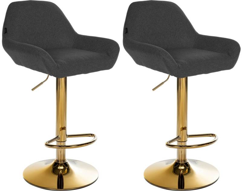 CLP Barhocker Braga (2er Set, 2 St., 2er), Stoffbezug, Gold-Optik, höhenverstellbar von CLP