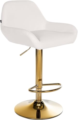 CLP Barhocker Braga Kunstleder-Bezug mit Gold-Gestell I höhenverstellbar und 360 drehbar I moderner Barstuhl mit Fußstütze für Küche und Bar, Farbe:weiß CLP Barhocker Braga Kunstleder-Bezug mit Gold-Gestell I höhenverstellbar und 360 drehbar I moderner Barstuhl mit Fußstütze für Küche und Bar, Farbe:weiß von CLP