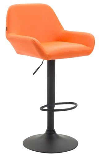 CLP Barhocker Braga Kunstlederbezug I Höhenverstellbarer Barstuhl Mit Metallgestell I Thekenhocker Mit Integrierter Fußstütze, Farbe:orange, Gestell Farbe:schwarz von CLP
