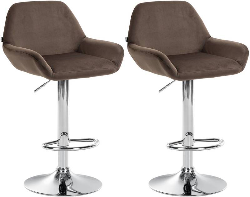CLP Barhocker Braga Samt (2er Set, 2 St., 2er), drehbar und stufenlos höhenverstellbar von CLP