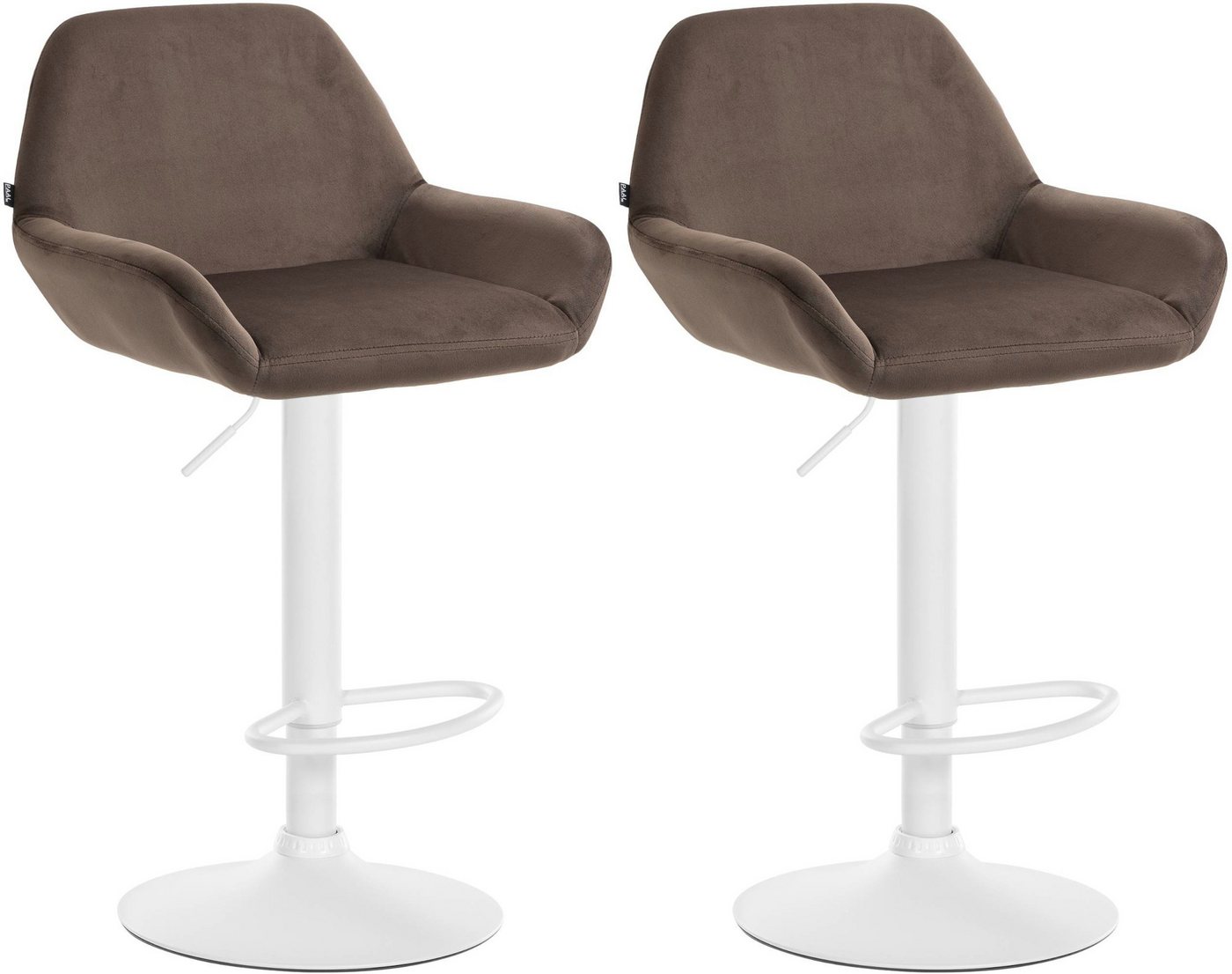 CLP Barhocker Braga Samt (2er Set, 2 St., 2er), drehbar und stufenlos höhenverstellbar von CLP