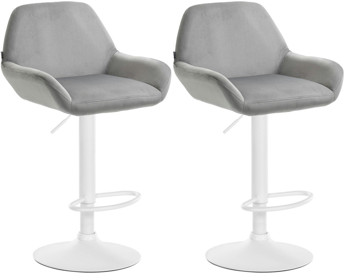 CLP Barhocker Braga Samt (2er Set, 2 St., 2er), drehbar und stufenlos höhenverstellbar von CLP