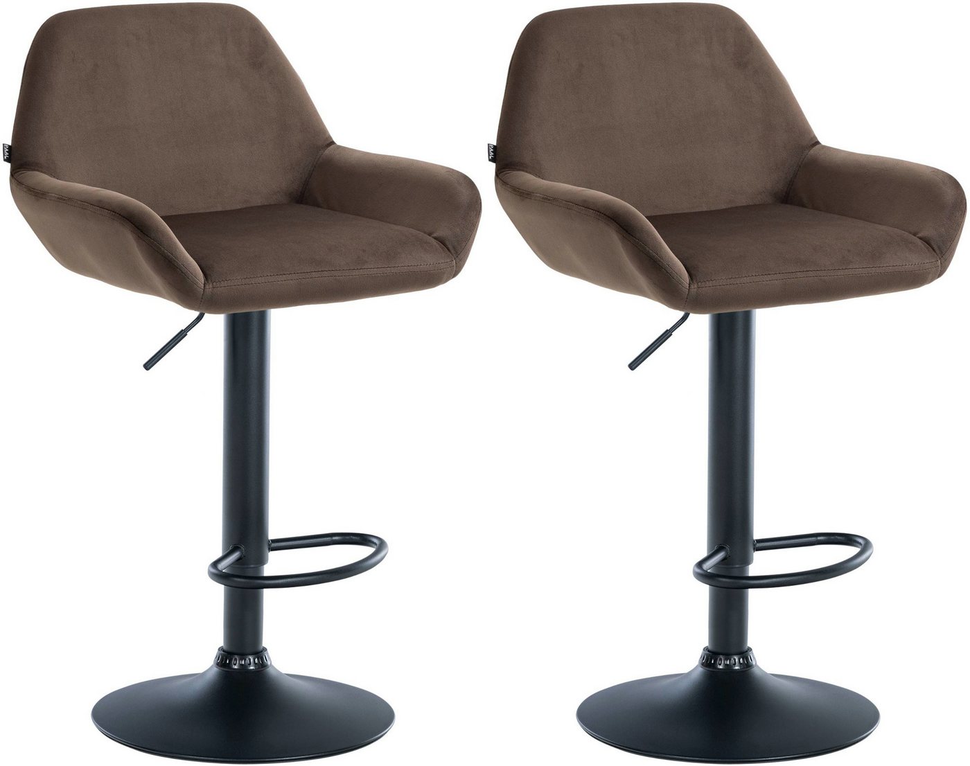 CLP Barhocker Braga Samt (2er Set, 2 St., 2er), drehbar und stufenlos höhenverstellbar von CLP