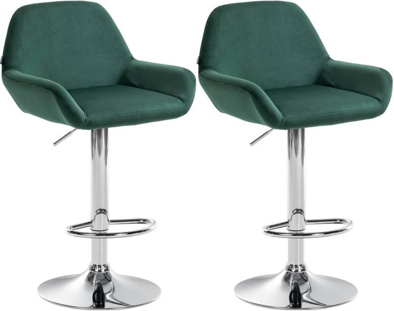CLP Barhocker Braga Samt (2er Set, 2 St., 2er), drehbar und stufenlos höhenverstellbar von CLP
