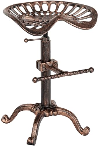 CLP Barhocker Butch mit gusseisernem Sitz & Fußstütze | Thekenhocker mit Metallgestell | Höhenverstellbar & belastbar bis 150 kg, Farbe:Bronze von CLP