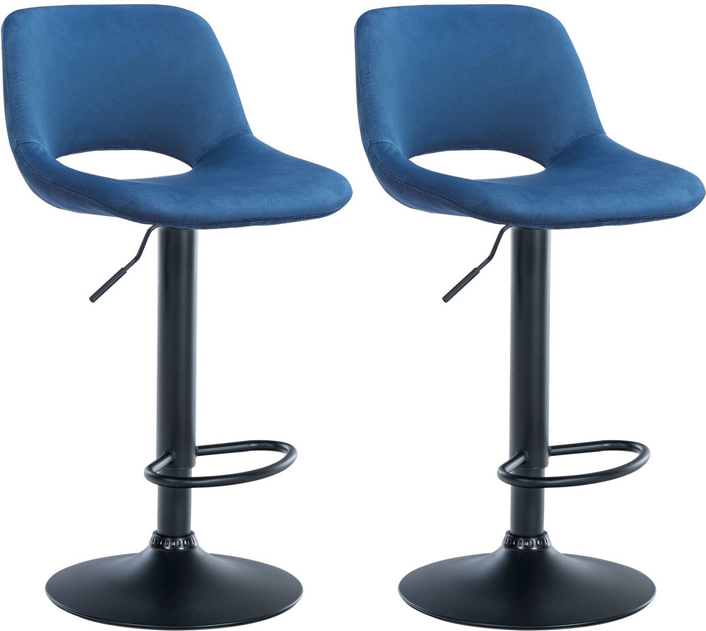 CLP Barhocker Camden (2er Set, 2 St., 2er), mit Samt-Bezug, höhenverstellbar von CLP