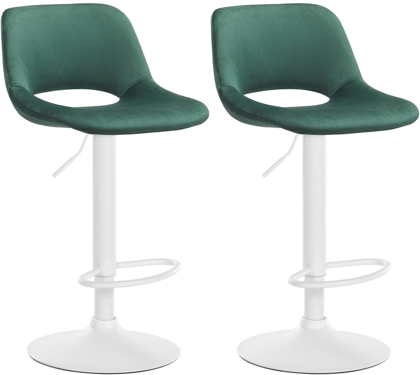 CLP Barhocker Camden (2er Set, 2 St., 2er), mit Samt-Bezug, höhenverstellbar von CLP