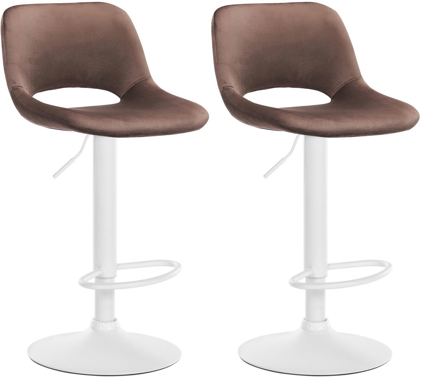 CLP Barhocker Camden (2er Set, 2 St., 2er), mit Samt-Bezug, höhenverstellbar von CLP