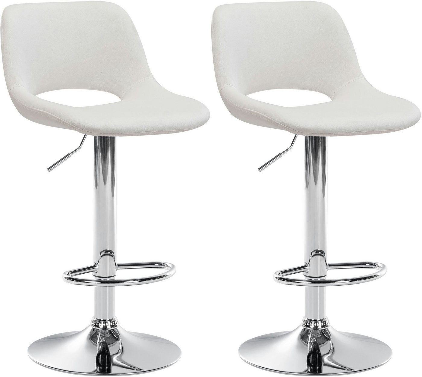CLP Barhocker Camden (2er Set, 2 St., 2er), mit Samt-Bezug, höhenverstellbar von CLP