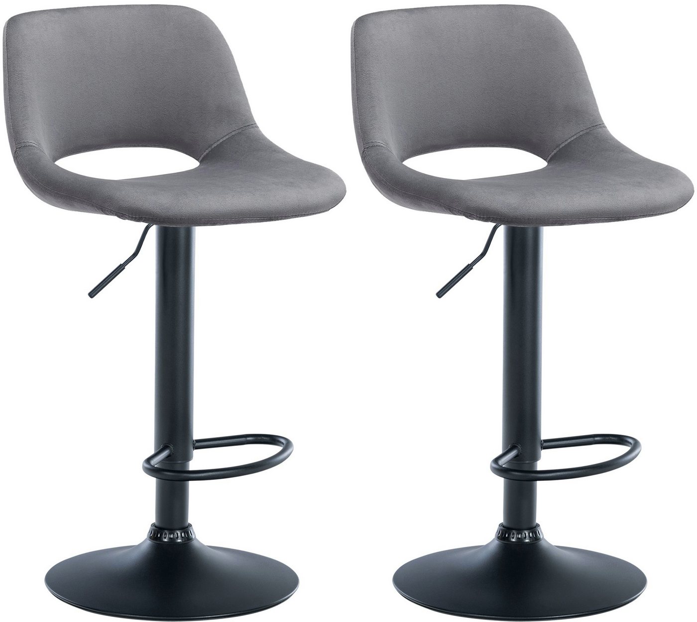 CLP Barhocker Camden (2er Set, 2 St., 2er), mit Samt-Bezug, höhenverstellbar von CLP