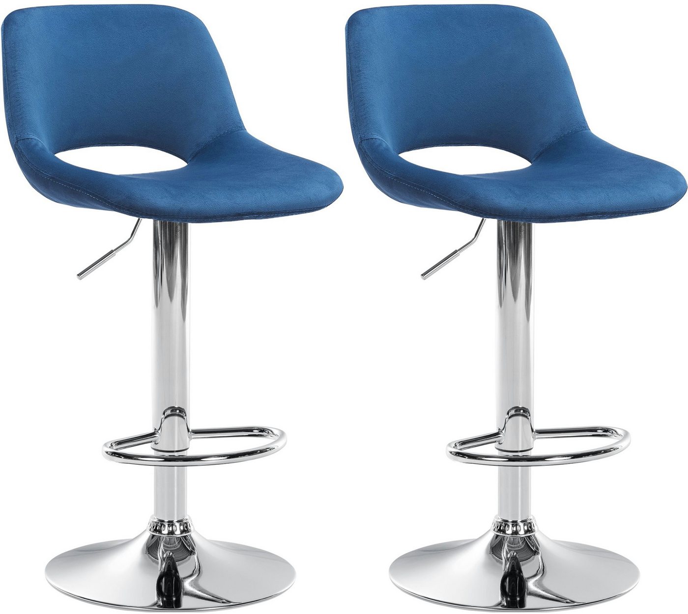 CLP Barhocker Camden (2er Set, 2 St., 2er), mit Samt-Bezug, höhenverstellbar von CLP