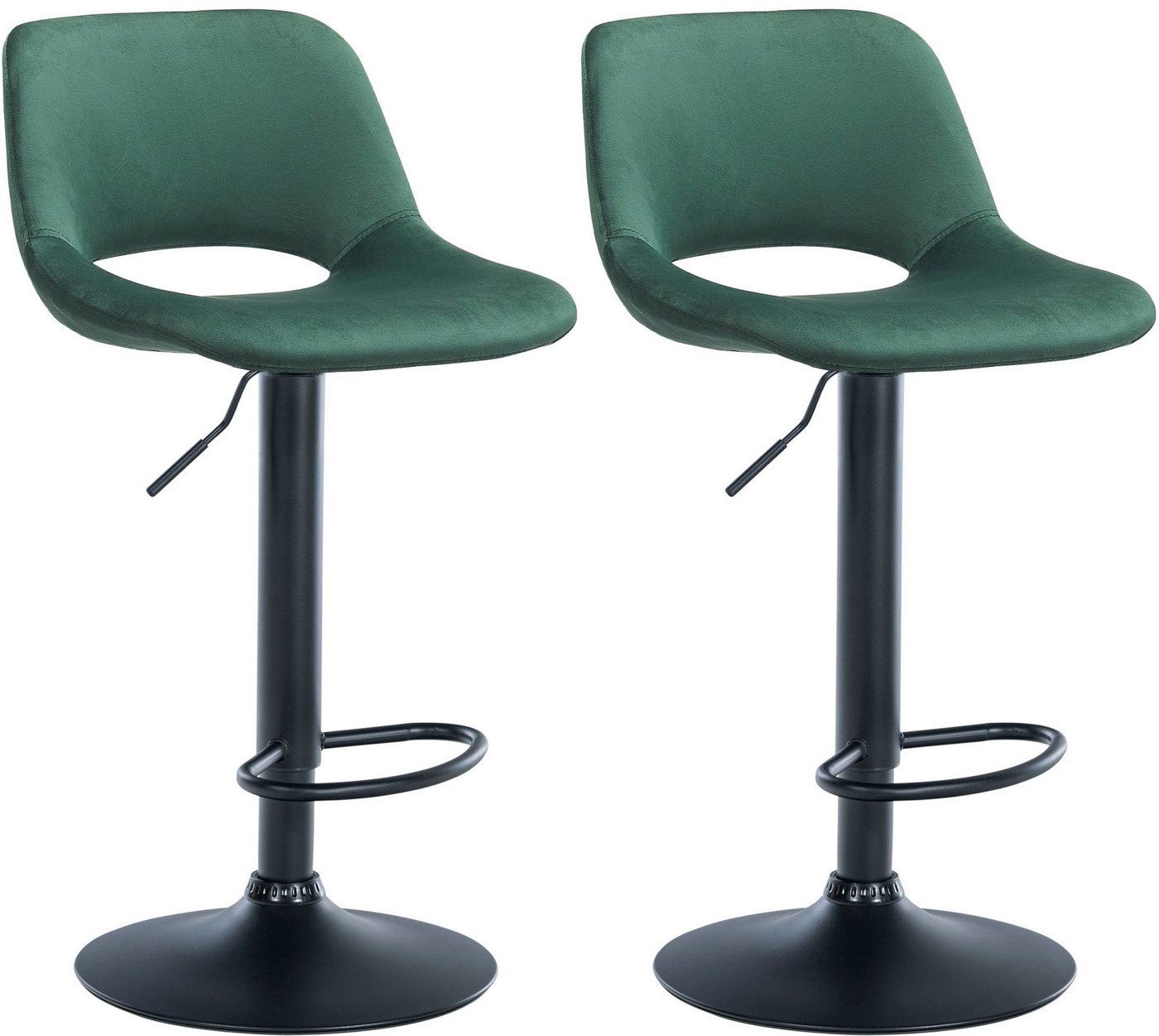 CLP Barhocker Camden (2er Set, 2 St., 2er), mit Samt-Bezug, höhenverstellbar von CLP