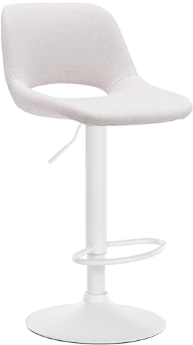 CLP Barhocker Camden I Stoff-Bezug I Drehbar, Farbe:Creme, Material Gestell:Metall matt Weiss von CLP