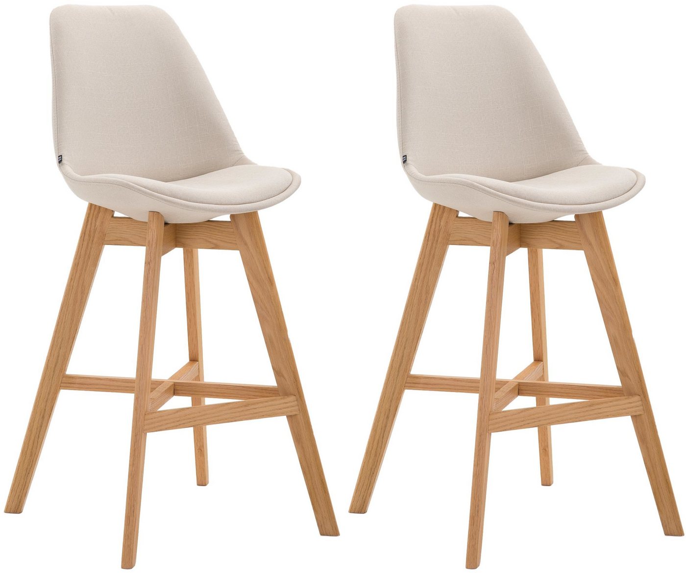CLP Barhocker Cannes (2er Set, 2 St., 2er), Stoff-Bezug, Rückenlehnen, Fußstütze von CLP