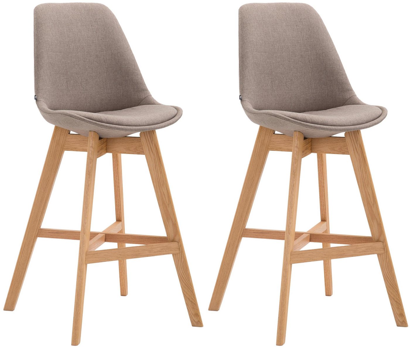 CLP Barhocker Cannes (2er Set, 2 St., 2er), Stoff-Bezug, Rückenlehnen, Fußstütze von CLP