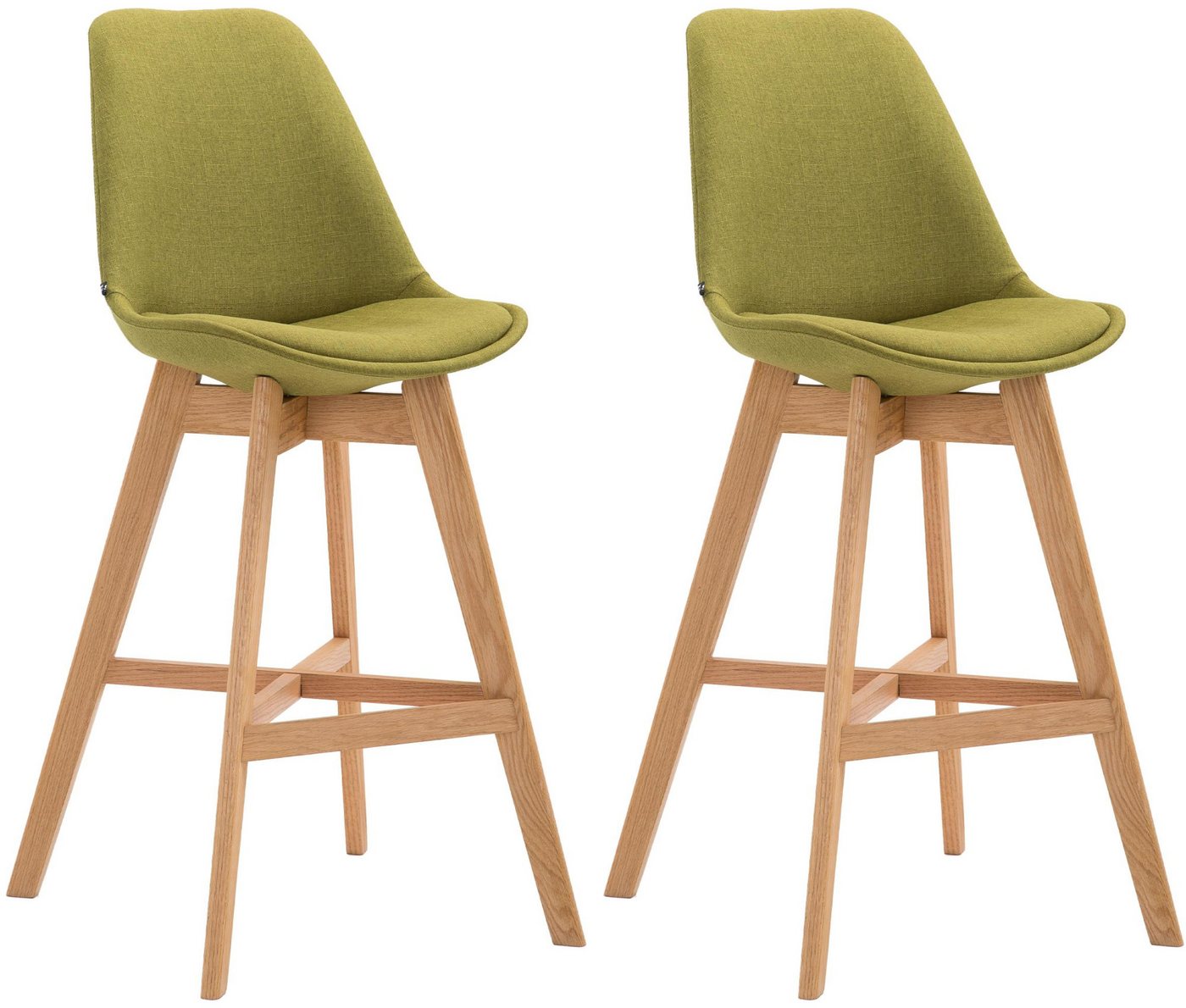 CLP Barhocker Cannes (2er Set, 2 St., 2er), Stoff-Bezug, Rückenlehnen, Fußstütze von CLP
