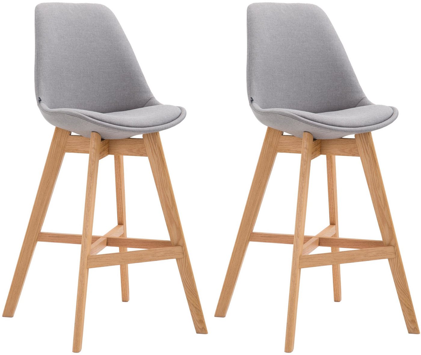 CLP Barhocker Cannes (2er Set, 2 St., 2er), Stoff-Bezug, Rückenlehnen, Fußstütze von CLP