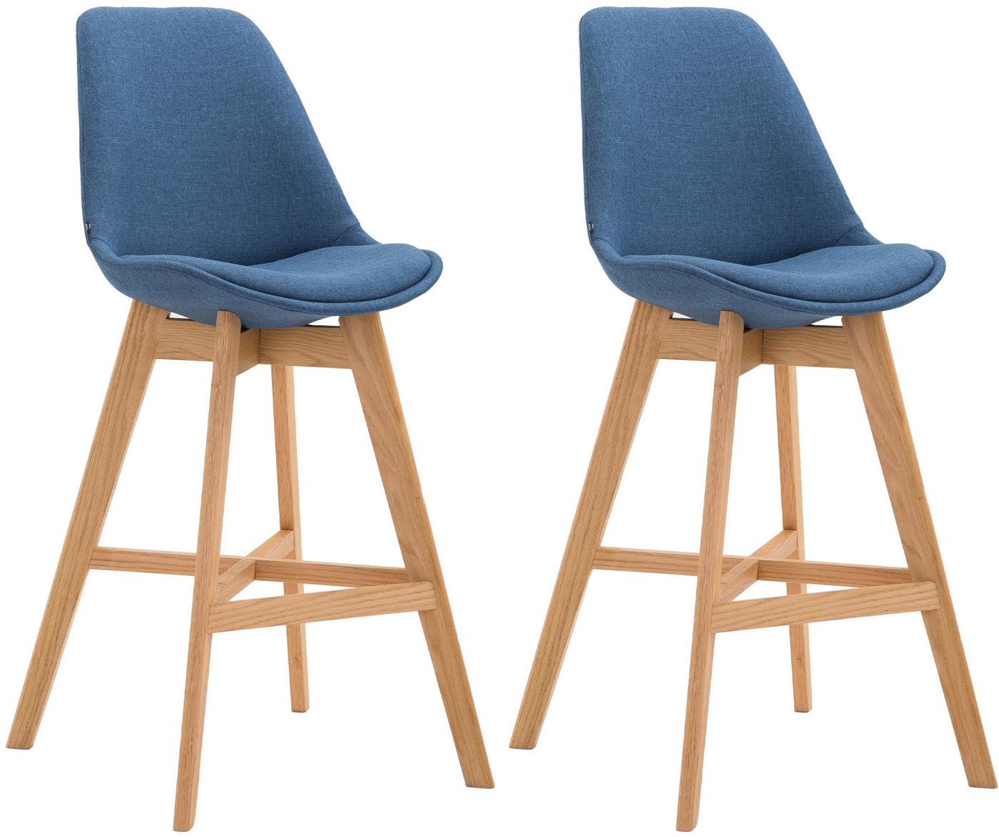 CLP Barhocker Cannes (2er Set, 2 St., 2er), Stoff-Bezug, Rückenlehnen, Fußstütze von CLP