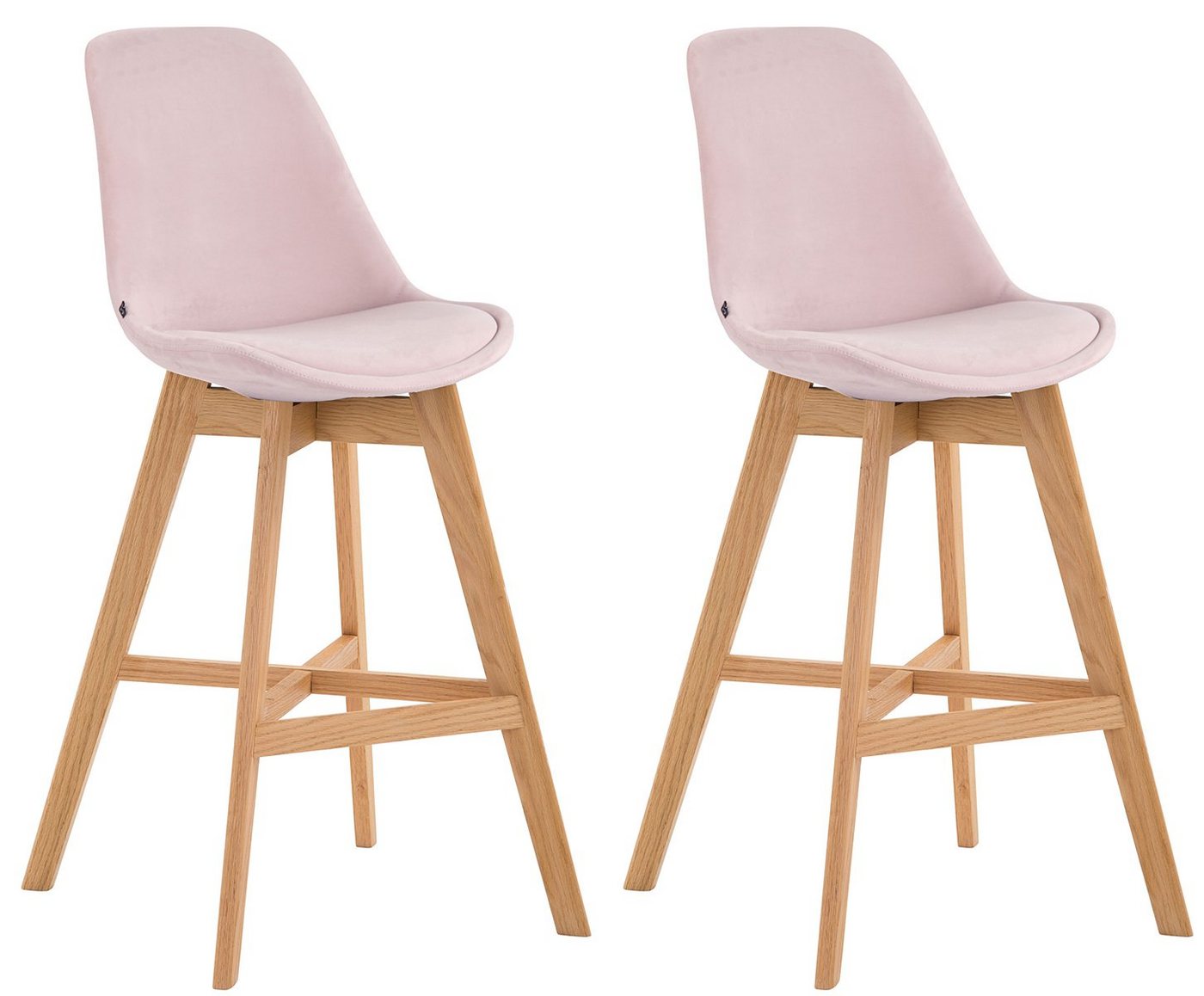 CLP Barhocker Cannes Samt (2er Set, 2 St., 2er), mit Rückenlehnen und Fußstütze von CLP
