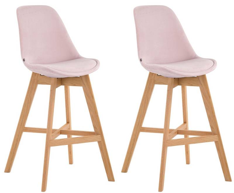 CLP Barhocker Cannes Samt (2er Set, 2 St., 2er), mit Rückenlehnen und Fußstütze von CLP