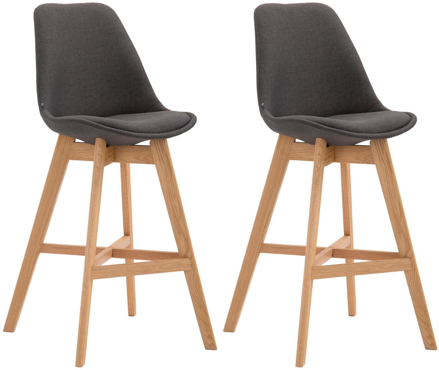 CLP Barhocker Cannes (2er Set, 2 St., 2er), Stoff-Bezug, Rückenlehnen, Fußstütze von CLP