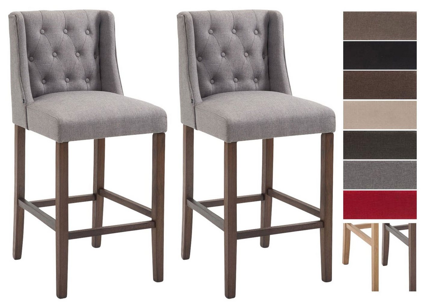 CLP Barhocker Cassandra Stoff (2er Set, 2 St., 2er), mit gestepptem Bezug von CLP
