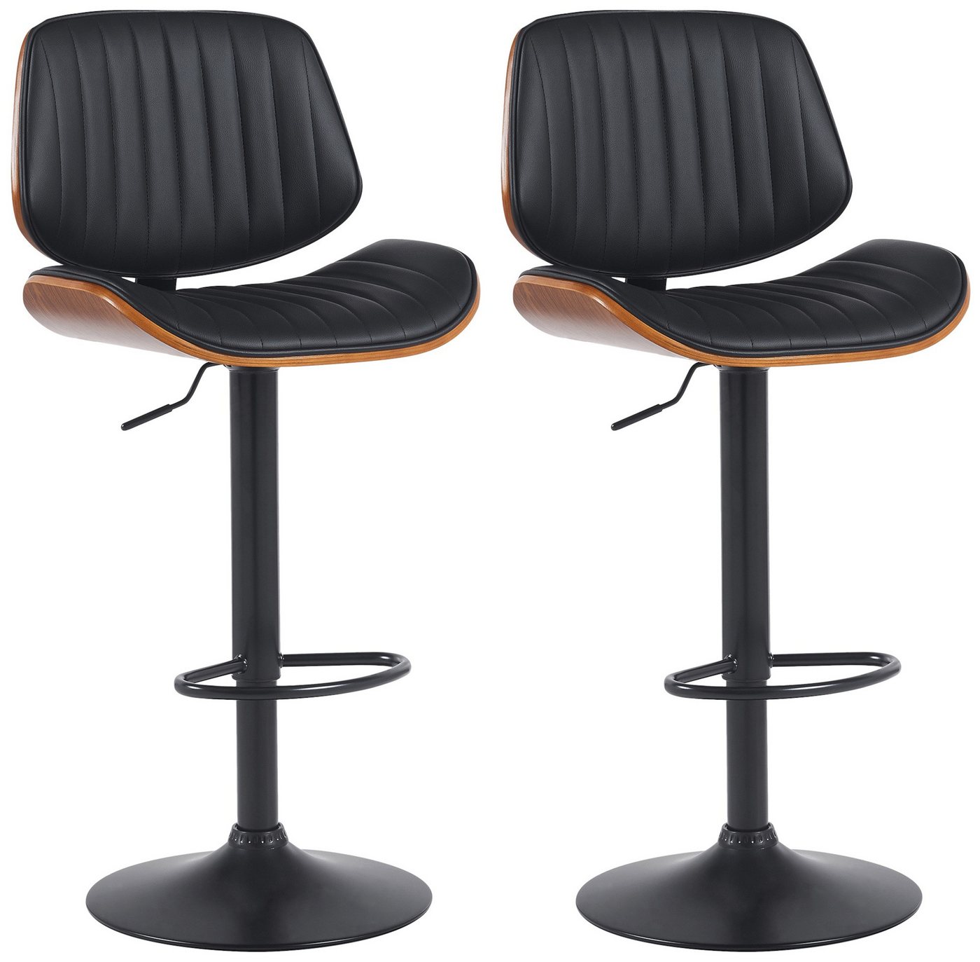 CLP Barhocker Clawson (2er Set, 2 St., 2er), Kunstlederbezug, Bugholzrahmen, Metallgestell von CLP