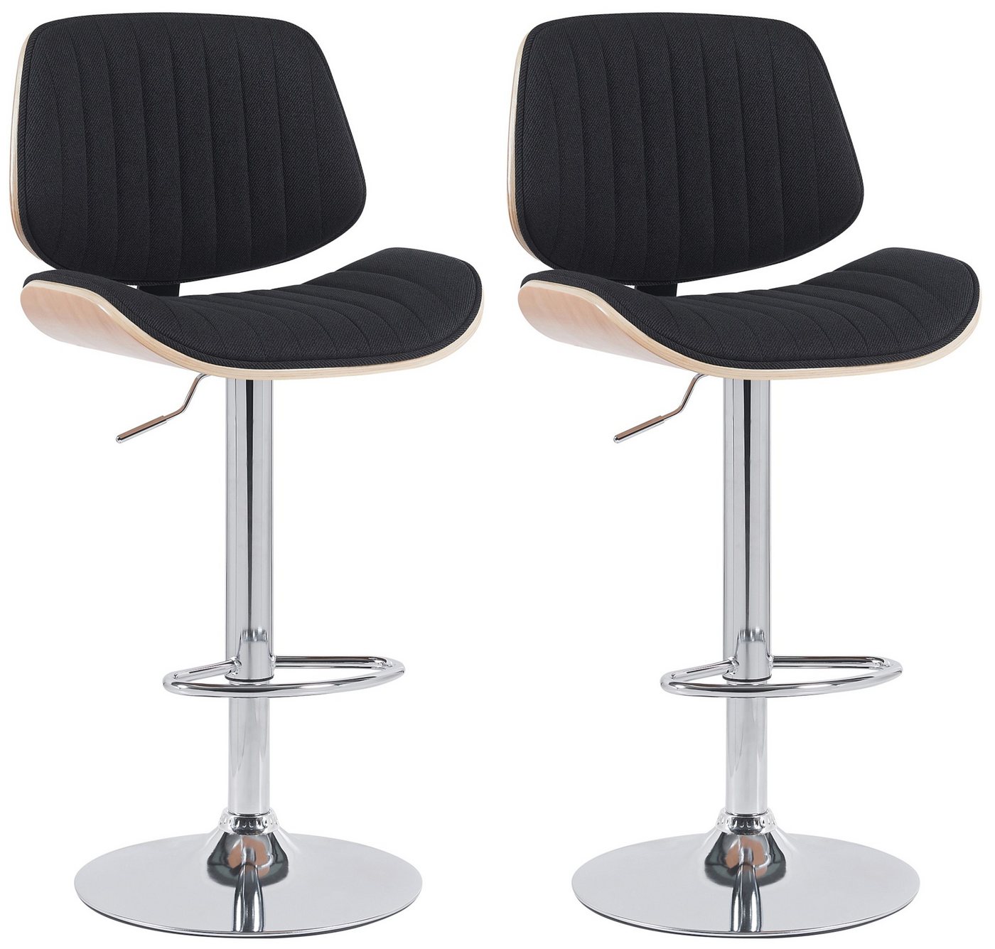 CLP Barhocker Clawson (2er Set, 2 St., 2er), Stoffbezug, Bugholzrahmen, Metallgestell von CLP