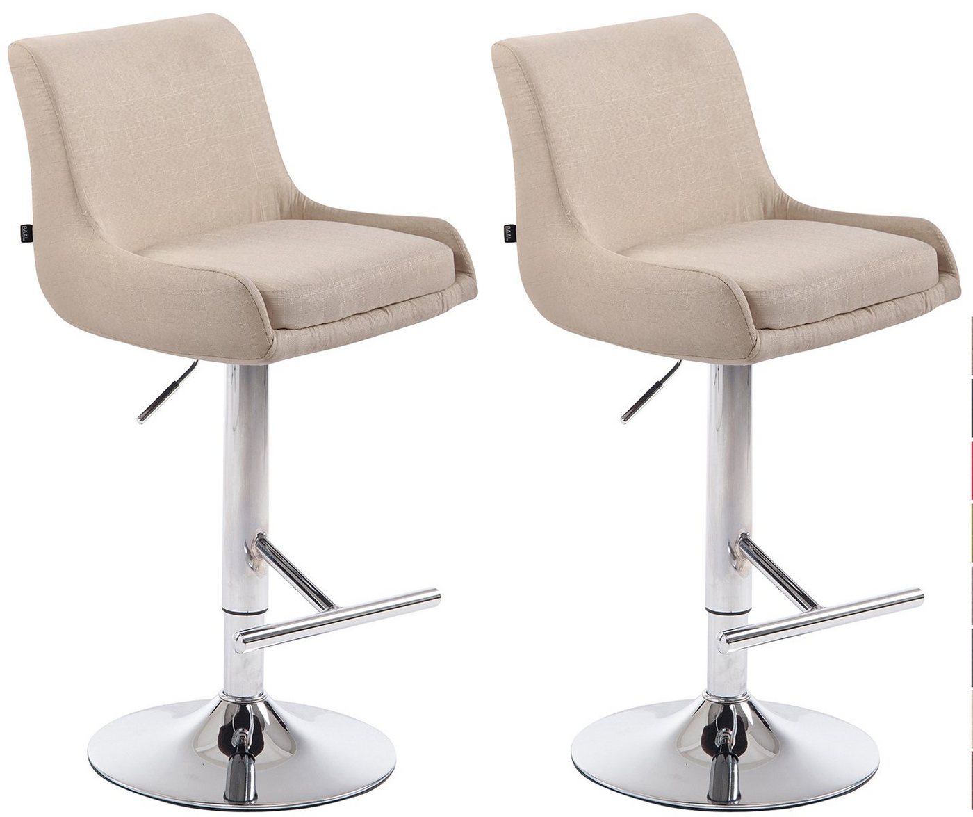 CLP Barhocker Club Stoff (2er Set, 2 St., 2er), dreh- & stufenlos verstellbar von CLP