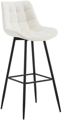 CLP Barhocker Dartford I Gepolsterter Barstuhl I Tresenhocker mit Metall-Gestell und Rückenlehne, Farbe:Creme, Material:Samt CLP Barhocker Dartford I Gepolsterter Barstuhl I Tresenhocker mit Metall-Gestell und Rückenlehne, Farbe:Creme, Material:Samt von CLP