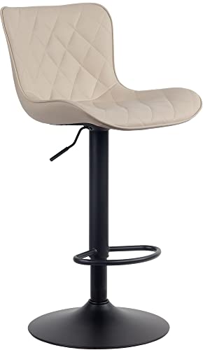 CLP Barhocker Emma I Höhenverstellbarer Barstuhl I 360° Drehstuhl Mit Rückenlehne Für Küche Und Bistro, Farbe:Creme, Material:Kunstleder von CLP