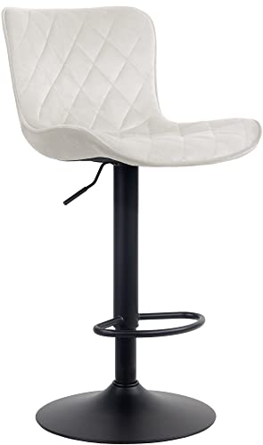 CLP Barhocker Emma I Höhenverstellbarer Barstuhl I 360° Drehstuhl Mit Rückenlehne Für Küche Und Bistro, Farbe:Creme, Material:Samt von CLP