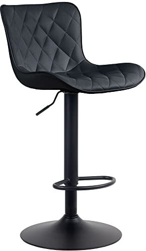CLP Barhocker Emma I Höhenverstellbarer Barstuhl I 360° Drehstuhl Mit Rückenlehne Für Küche Und Bistro, Farbe:schwarz, Material:Kunstleder von CLP