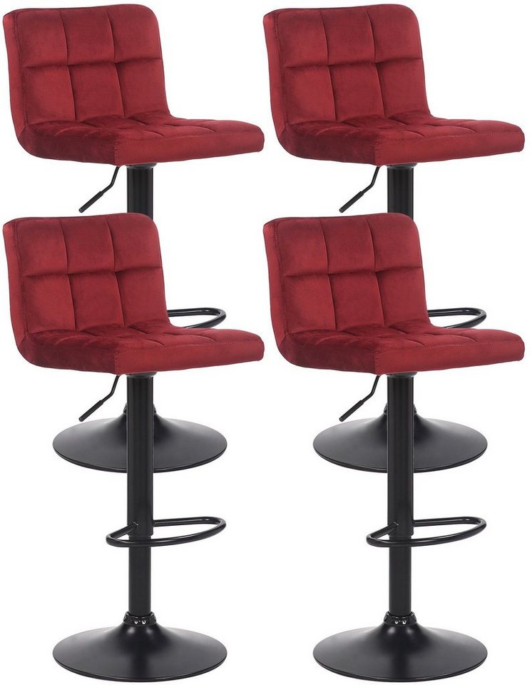 CLP Barhocker Feni Samt (4er Set, 4 St., 4er), drehbar und stufenlos höhenverstellbar von CLP